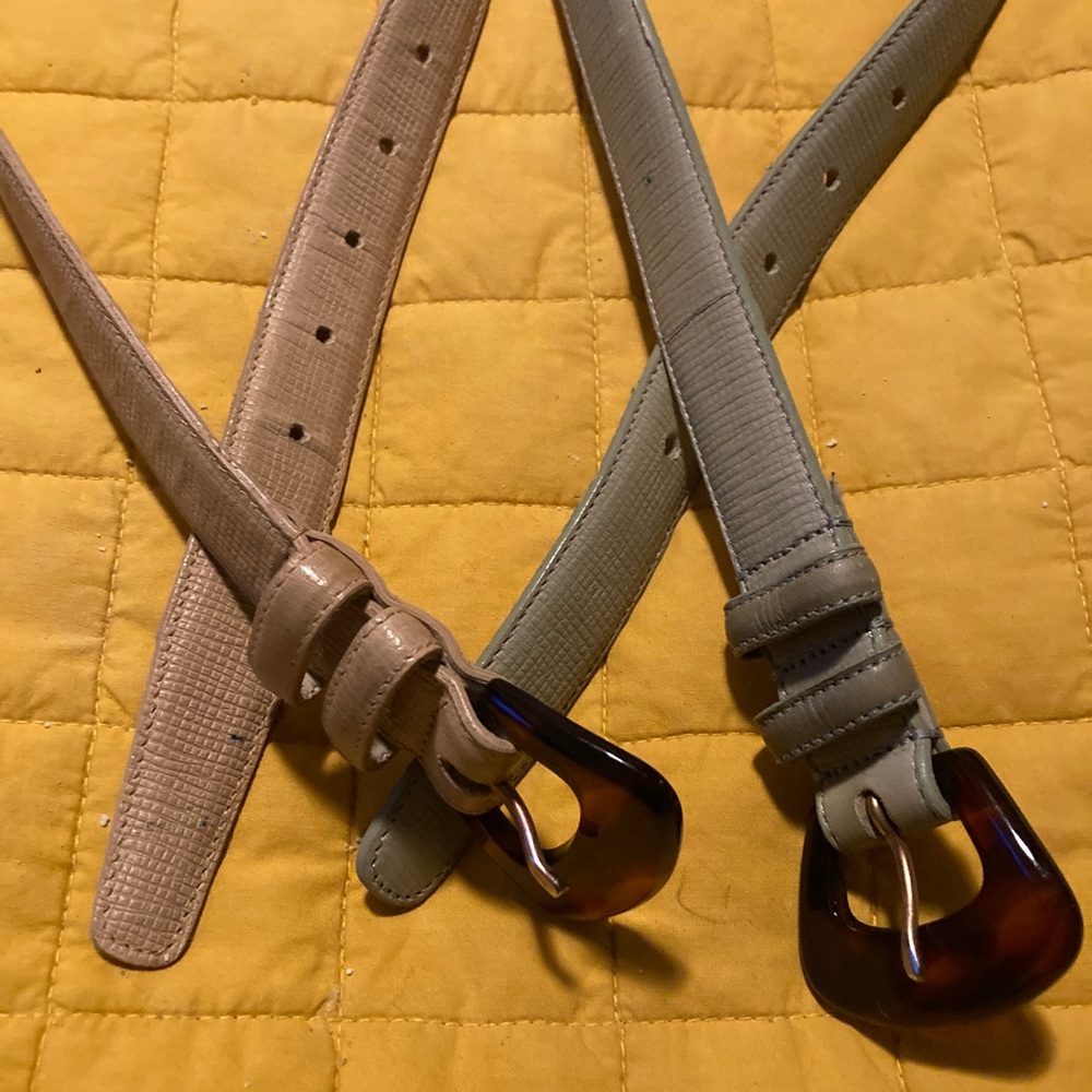 2 VTG Talbots Leather Tortoise Belt lot or 2  Mint /Tan